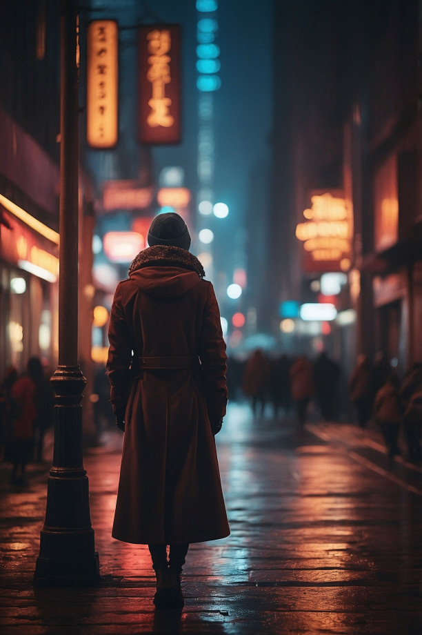 Persona caminando por las calles de hong kong