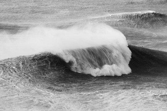 A black and white photo of a wave in the ocean