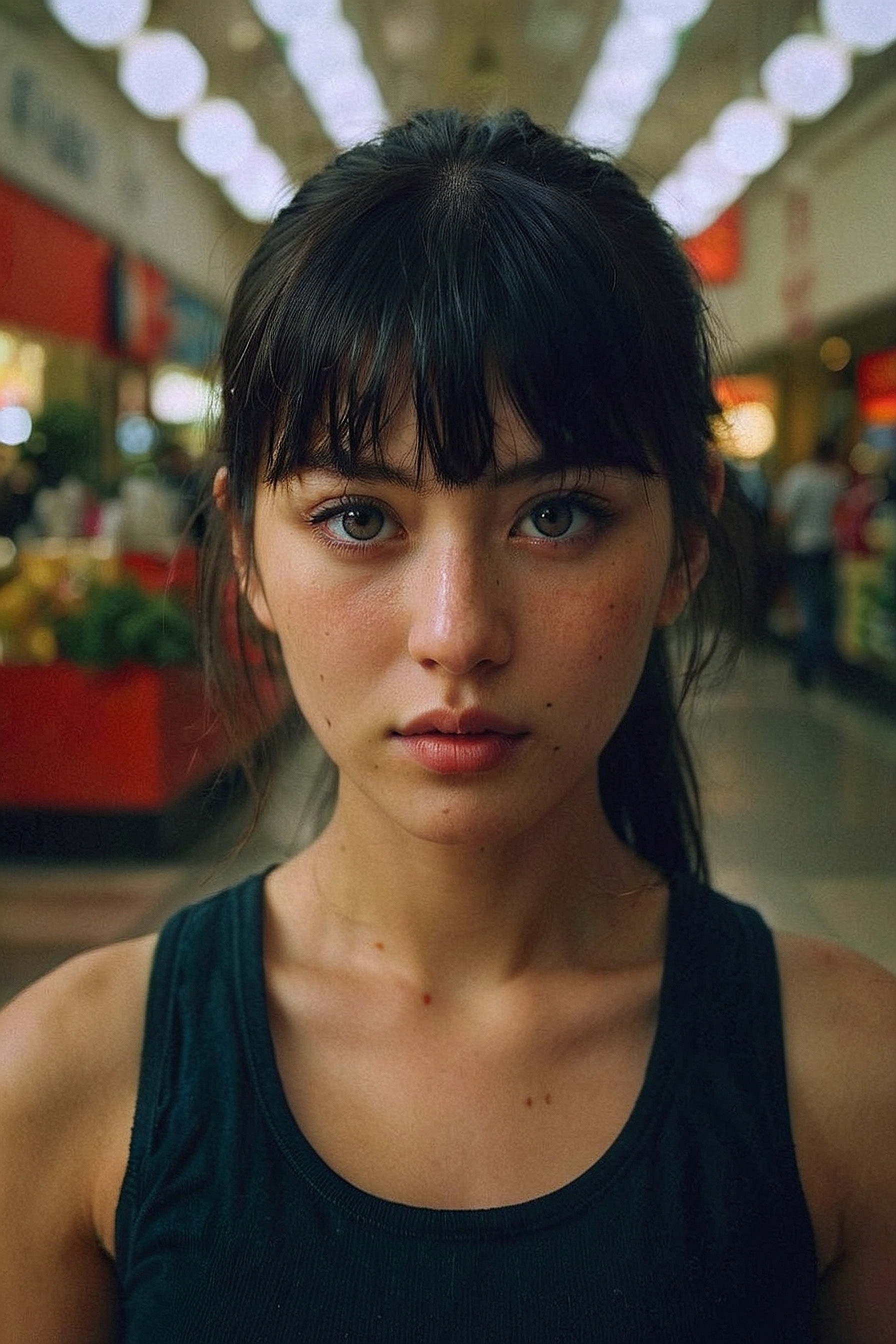 Foto retrato de una mujer en el mercado