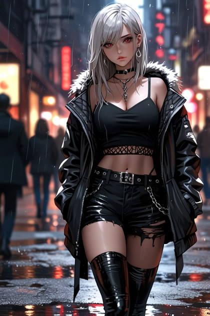 A stunning punk anime woman