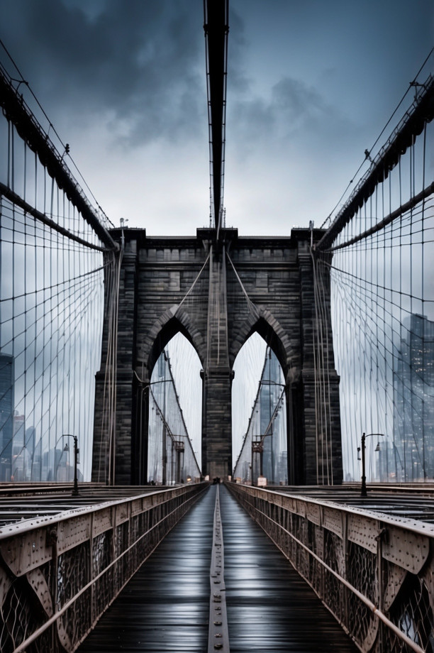 Puente de brooklyn, en un dia nublado