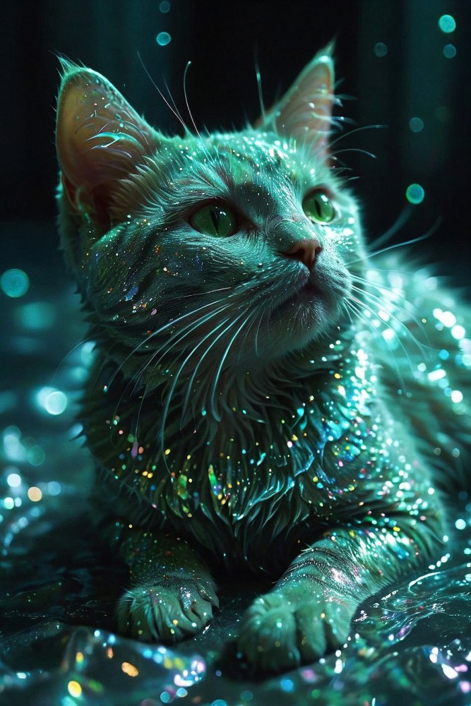 Gato con bioluminisencia