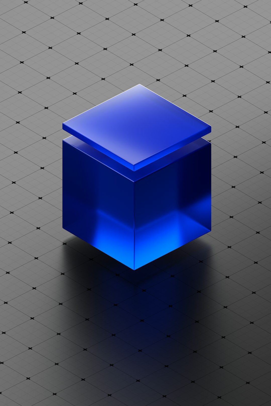 A blue cube sitting on top of a table