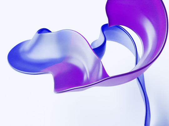 A purple and blue abstract design on a white background